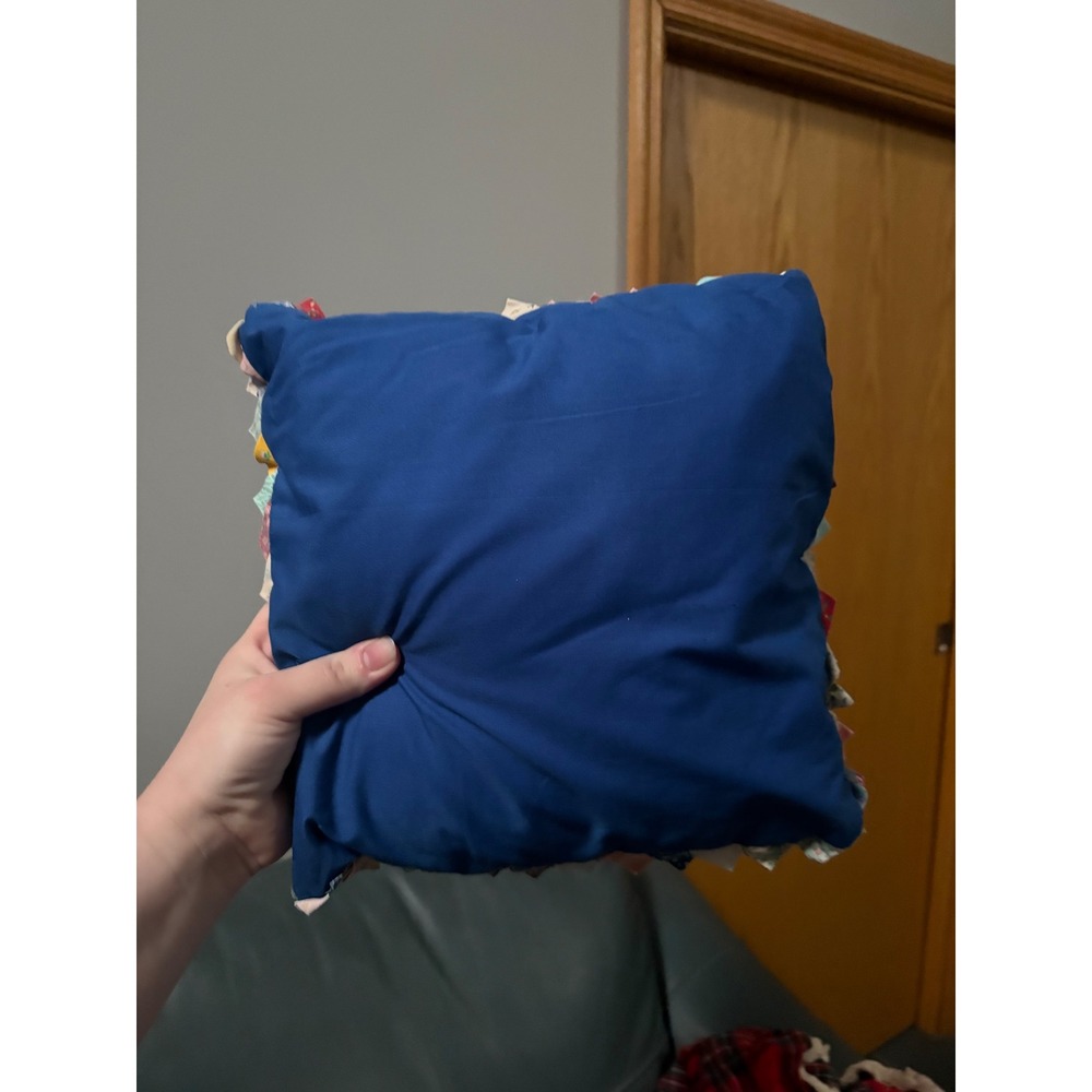Handmade Quilted Pillow Cottagecore‎ Pinwheel Floral Accent Pillow 12" - Picture 3 of 5